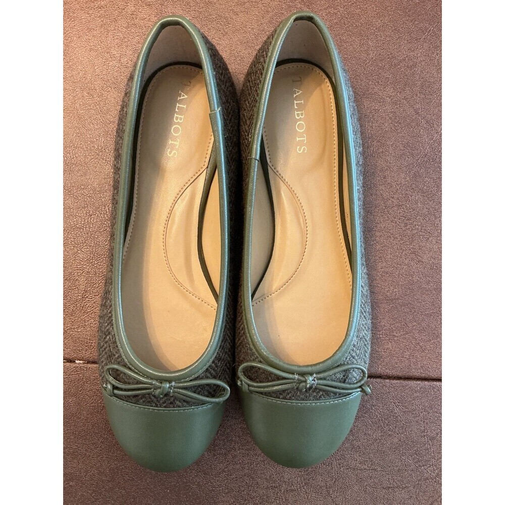 Talbots Womens Flat Shoes Size 7 M. Fabric and leather green Made in Brazil - Picture 7 of 10